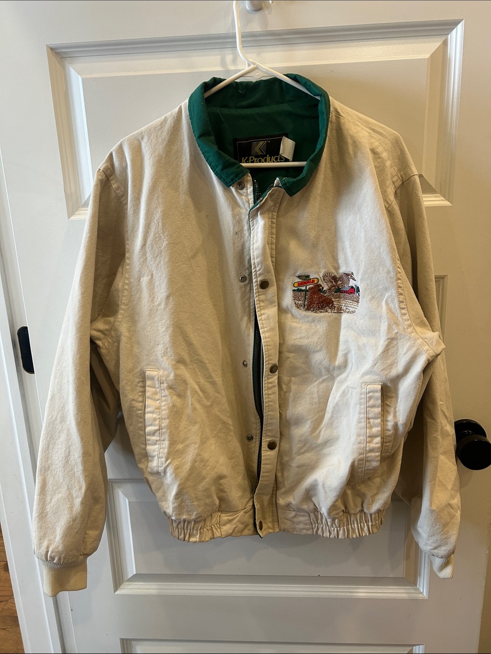 Vintage Chore Jacket Work Bomber with embroidery K-Products Large